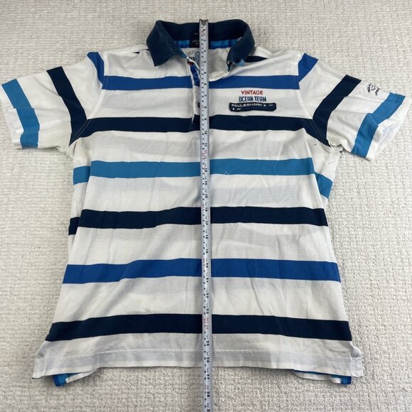 Paul & Shark Mens Sz L Blue Stripped Polo Ocean Team Royal Club *Stained Read* - Picture 15 of 16